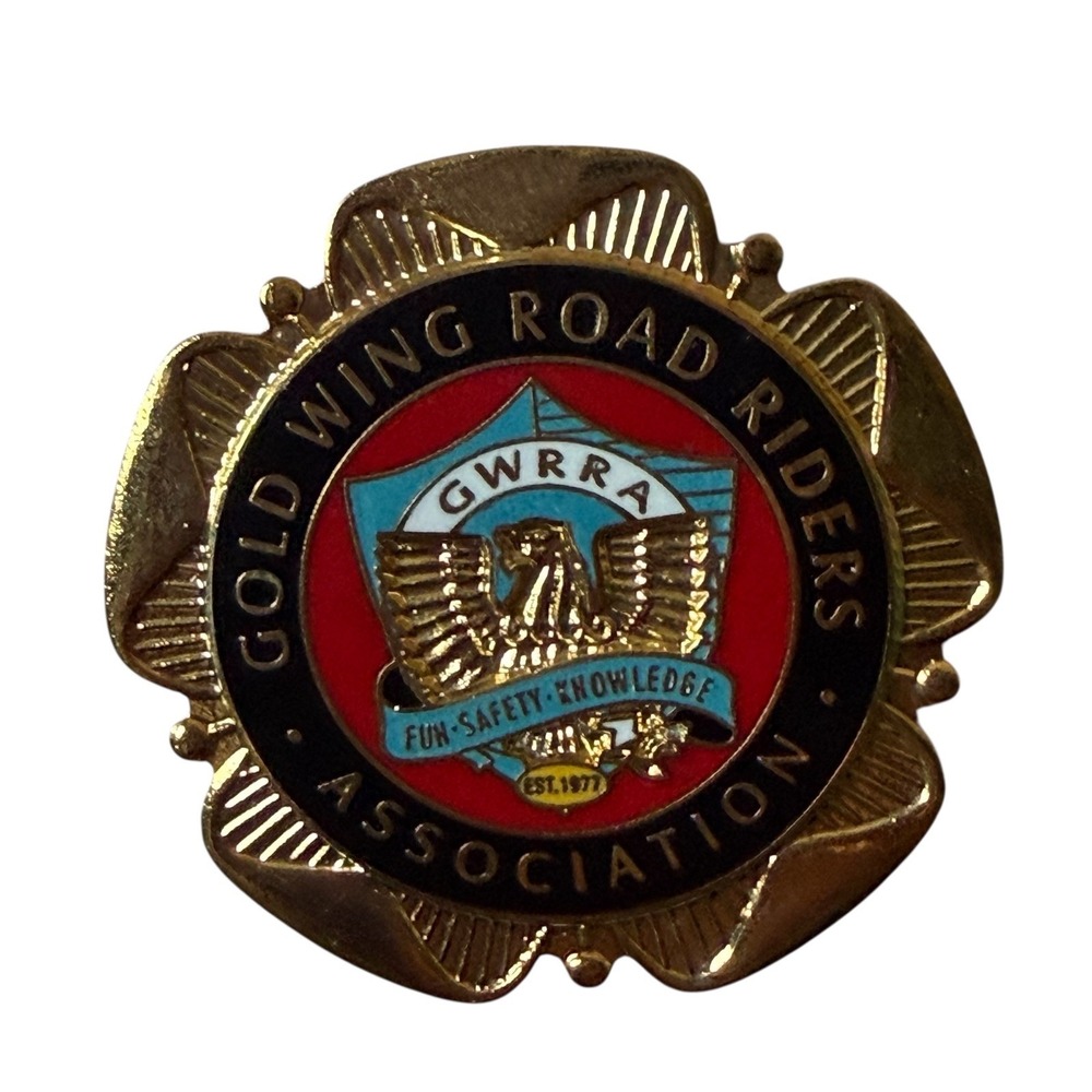 Vintage GWRRA Gold Wing Road Riders Association Enamel Lapel Pin Gold Tone Eagle